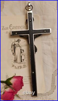 Antique Germany Bronze Ebony Wood Crucifix Cross Religious Relic 1900's RARE Antique Germany Bronze Ebony Wood Crucifix Cross Religious Relic 1900's RARE