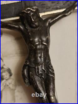 Antique Germany Bronze Ebony Wood Crucifix Cross Religious Relic 1900's RARE Antique Germany Bronze Ebony Wood Crucifix Cross Religious Relic 1900's RARE