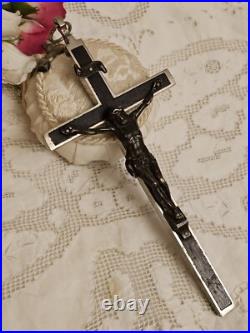 Antique Germany Bronze Ebony Wood Crucifix Cross Religious Relic 1900's RARE Antique Germany Bronze Ebony Wood Crucifix Cross Religious Relic 1900's RARE