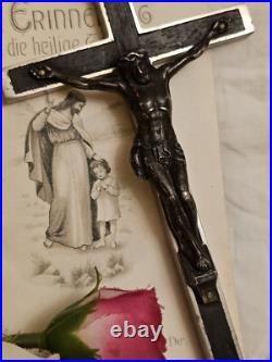 Antique Germany Bronze Ebony Wood Crucifix Cross Religious Relic 1900's RARE Antique Germany Bronze Ebony Wood Crucifix Cross Religious Relic 1900's RARE