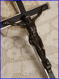 Antique Germany Bronze Ebony Wood Crucifix Cross Religious Relic 1900's RARE Antique Germany Bronze Ebony Wood Crucifix Cross Religious Relic 1900's RARE