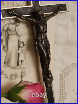 Antique Germany Bronze Ebony Wood Crucifix Cross Religious Relic 1900's RARE Antique Germany Bronze Ebony Wood Crucifix Cross Religious Relic 1900's RARE