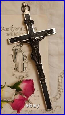 Antique Germany Bronze Ebony Wood Crucifix Cross Religious Relic 1900's RARE Antique Germany Bronze Ebony Wood Crucifix Cross Religious Relic 1900's RARE
