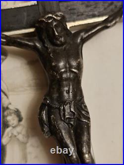 Antique Germany Bronze Ebony Wood Crucifix Cross Religious Relic 1900's RARE Antique Germany Bronze Ebony Wood Crucifix Cross Religious Relic 1900's RARE