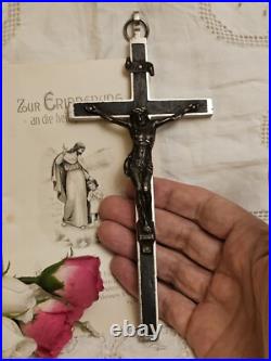 Antique Germany Bronze Ebony Wood Crucifix Cross Religious Relic 1900's RARE Antique Germany Bronze Ebony Wood Crucifix Cross Religious Relic 1900's RARE