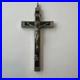 Antique-Germany-Metal-Ebony-Wood-Crucifix-Cross-Religious-Relic-1900-s-RARE-01-rr