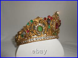 Antique Gilded Bronze French Religious Santos Diadem Crown Tiara 19th Century