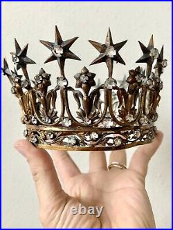 Antique Gilded Bronze French Religious Santos crown virgin mary tiara