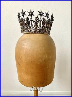Antique Gilded Bronze French Religious Santos crown virgin mary tiara