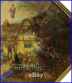 Antique God Bless Our Home Religious Cottage Collage Shadow Box Irish English