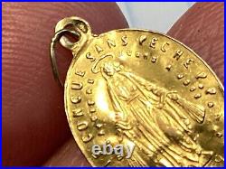 Antique Gold Miraculous Medal 1800's Blessed Virgin French Hallmark Religious