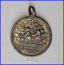 Antique Gold Plated Abram Begat Isaac And Evangelion Religious Pendant Medal