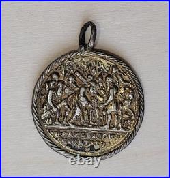 Antique Gold Plated Abram Begat Isaac And Evangelion Religious Pendant Medal
