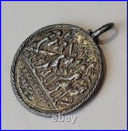 Antique Gold Plated Abram Begat Isaac And Evangelion Religious Pendant Medal