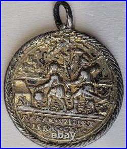 Antique Gold Plated Abram Begat Isaac And Evangelion Religious Pendant Medal