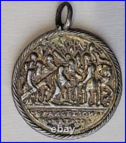 Antique Gold Plated Abram Begat Isaac And Evangelion Religious Pendant Medal