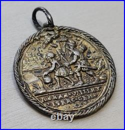 Antique Gold Plated Abram Begat Isaac And Evangelion Religious Pendant Medal