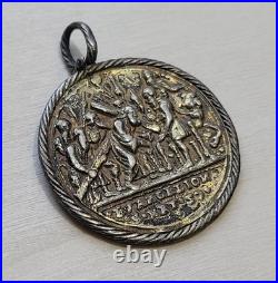 Antique Gold Plated Abram Begat Isaac And Evangelion Religious Pendant Medal