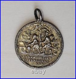 Antique Gold Plated Abram Begat Isaac And Evangelion Religious Pendant Medal
