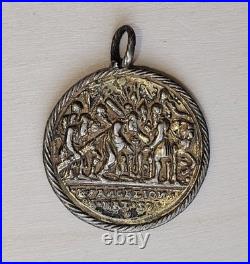 Antique Gold Plated Abram Begat Isaac And Evangelion Religious Pendant Medal