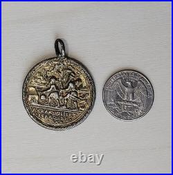 Antique Gold Plated Abram Begat Isaac And Evangelion Religious Pendant Medal