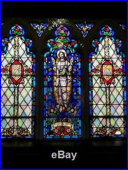 Antique Gothic Church Religious Stained Glass Window Jesus Christ Ascension
