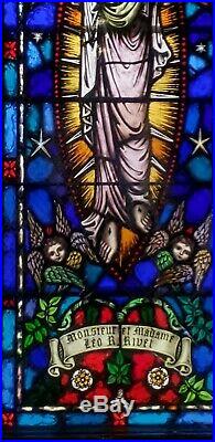 Antique Gothic Church Religious Stained Glass Window Jesus Christ Ascension