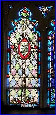 Antique Gothic Church Religious Stained Glass Window Nativity Jesus Mary Joseph