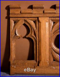 Antique Gothic French Oak Wood Religious Panel IHS Logo/Symbol