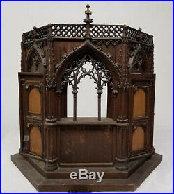 Antique Gothic Style Carved Wood Religious Icon Reliquary Cathedral Architecture