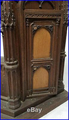 Antique Gothic Style Carved Wood Religious Icon Reliquary Cathedral Architecture