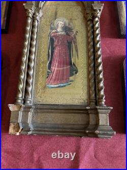 Antique Gothic Style Florentine Renaissance Religious Angels Wood Panels Plaque