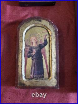 Antique Gothic Style Florentine Renaissance Religious Angels Wood Panels Plaque
