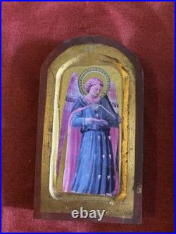 Antique Gothic Style Florentine Renaissance Religious Angels Wood Panels Plaque