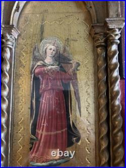 Antique Gothic Style Florentine Renaissance Religious Angels Wood Panels Plaque