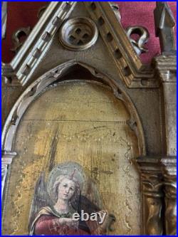 Antique Gothic Style Florentine Renaissance Religious Angels Wood Panels Plaque