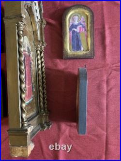 Antique Gothic Style Florentine Renaissance Religious Angels Wood Panels Plaque