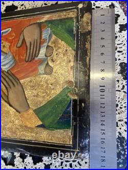 Antique Greek Icon Orthodox Christian Religious Virgin Mary Mother&Jesus Christ