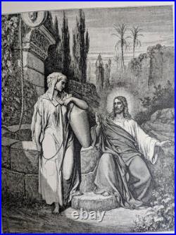 Antique Gustave Doré Engraving Christ & Samaritan Woman Steel Plate c. 1870