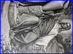 Antique Gustave Doré Engraving Christ & Samaritan Woman Steel Plate c. 1870