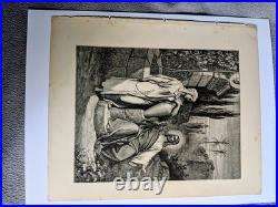 Antique Gustave Doré Engraving Christ & Samaritan Woman Steel Plate c. 1870