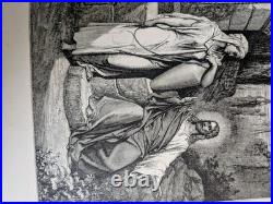 Antique Gustave Doré Engraving Christ & Samaritan Woman Steel Plate c. 1870