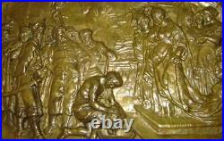 Antique HUGE Religious The Beheading of Saint John The Baptist Brass Wall Plaque