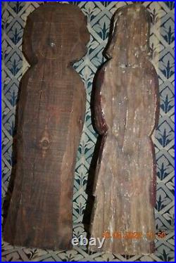 Antique Hand Carved Large Wooden Russian Figurines VERY OLD Religious/Historical