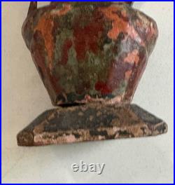 Antique Hand Carved Polychrome Santos Wood Statue Religious Folk Art 8