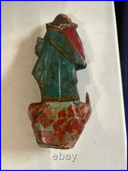Antique Hand Carved Polychrome Santos Wood Statue Religious Folk Art 8