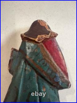 Antique Hand Carved Polychrome Santos Wood Statue Religious Folk Art 8