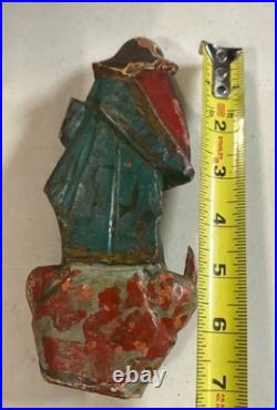 Antique Hand Carved Polychrome Santos Wood Statue Religious Folk Art 8