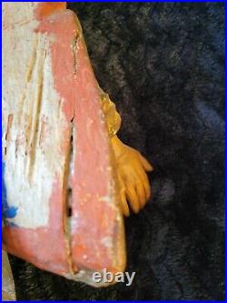Antique Hand Carved Religious Painted Wooden Santos Saint Christ Icon Statue Lg
