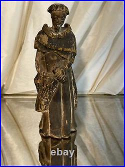 Antique Hand Carved Religious Spanish Wooden Santos Saint 11 St. Francis Statue